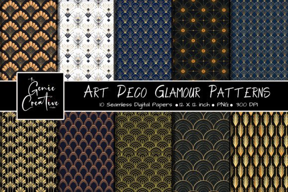 Art Deco Glamour Seamless Patterns Set: A Comprehensive Guide to Digital Assets for Creative Projects