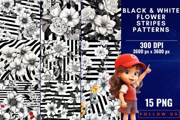 Black White Flower Stripes Patterns: Design Inspiration