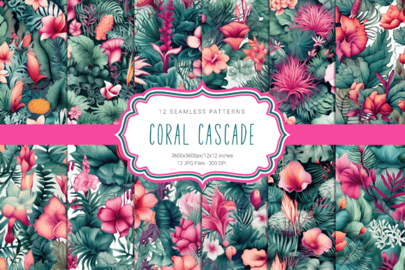 Coral Cascade Seamless Patterns