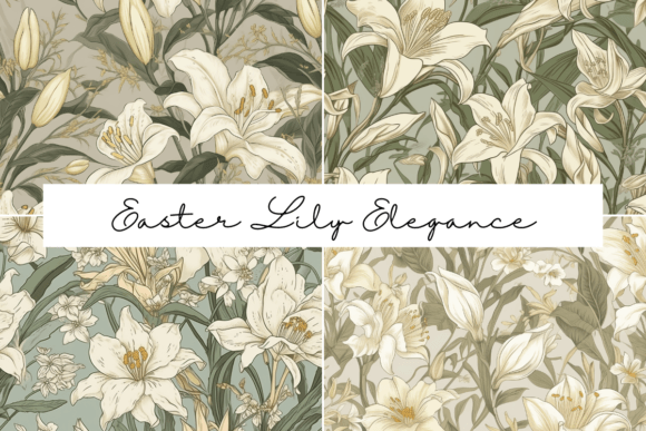Easter Lily Elegance Seamless Patterns