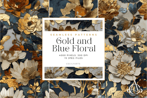 Gold and Blue Floral Seamless Patterns: A Strategic Asset for Visual Storytelling