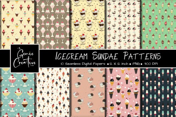 Icecream Sundae Seamless Patterns Set for Creative Projects