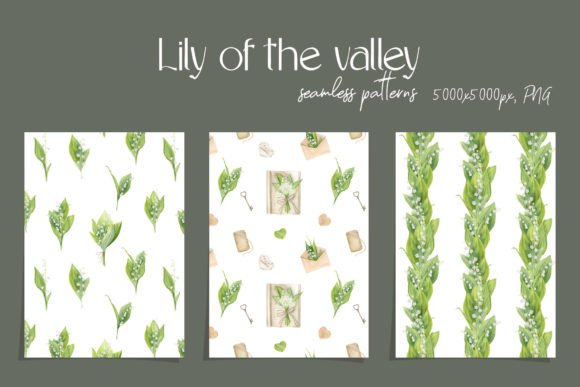 Lily of the Valley Seamless Patterns PNG