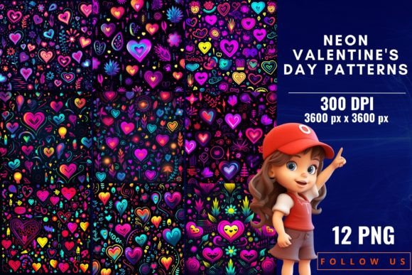 Neon Valentine s Day Patterns: Electrifying Your Digital Creations