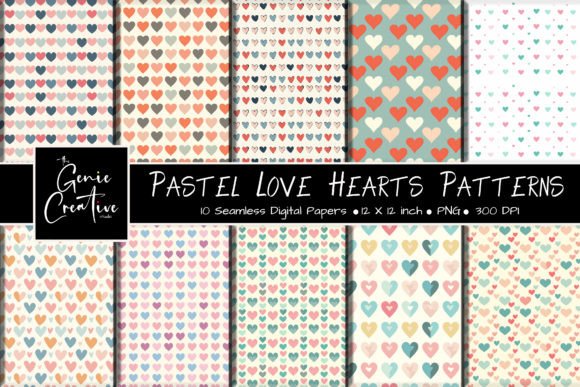 Pastel Love Hearts Seamless Patterns Set