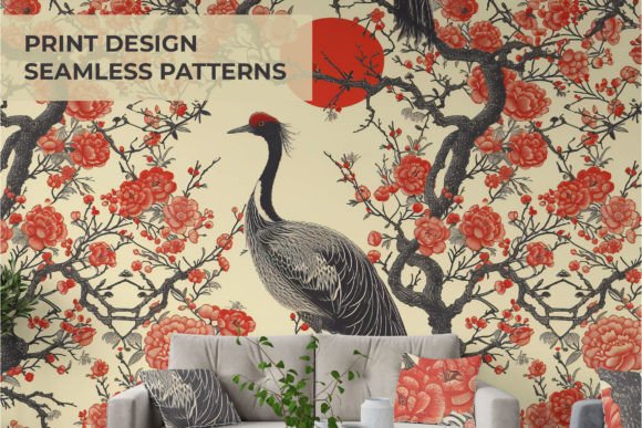 Print Design Seamless Patterns: Nature's Serenity in Detail
