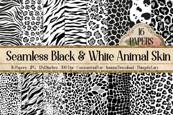 Seamless Black White Animal Patterns for Digital Creators