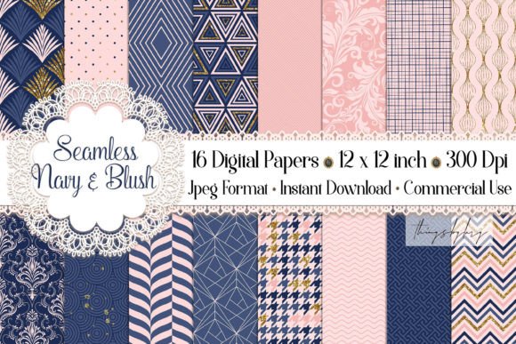 Seamless Navy Blush Gold Patterns for Luxury Design