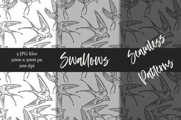 Swallows Seamless Patterns Digital Paper for Creative Projects
