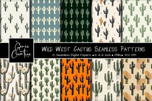 Unlocking Creativity with the Wild West Cactus Seamless Patterns Set